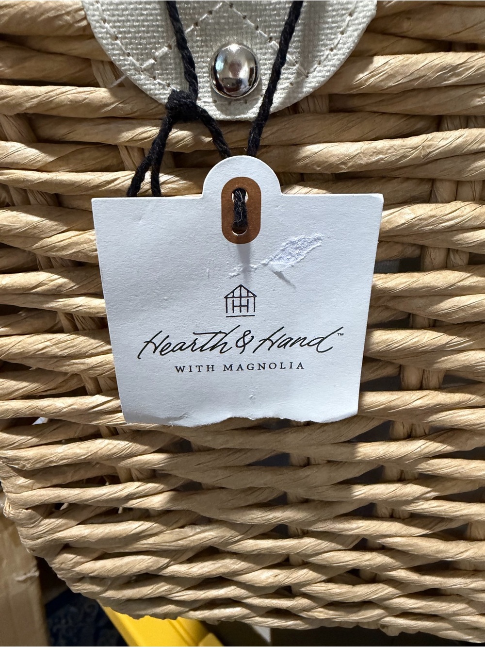 NWT/Hearth and Hand with Magnolia Woven Paper Picnic Basket - Picture 8 of 14